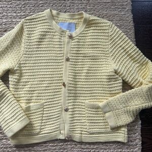 Anthropologie Pastel Yellow Textured Cardigan